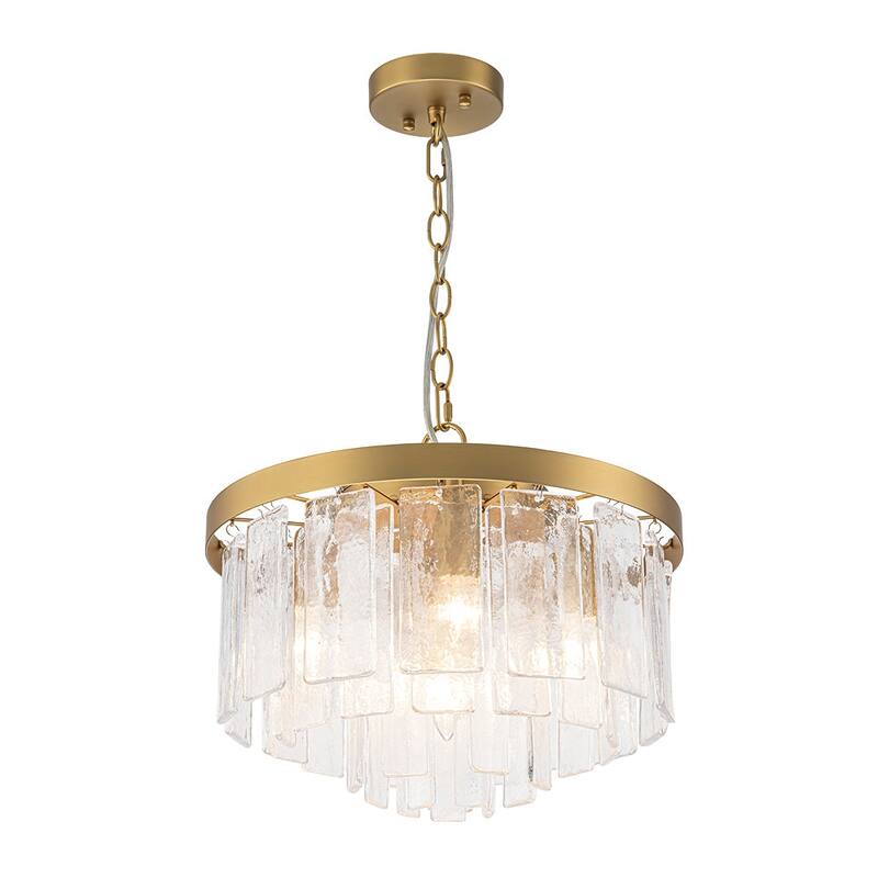 5-Light Tiered Water Glass Round Semi Flush Chandelier
