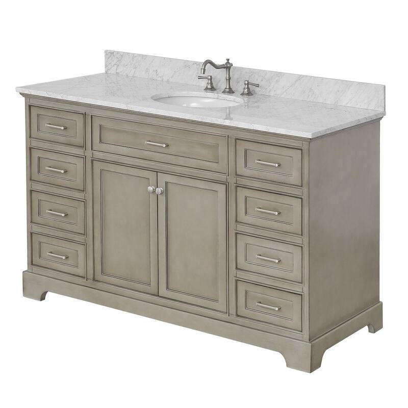 KitchenBathCollection Aria 60" Single Bathroom Vanity with Carrara Marble Top