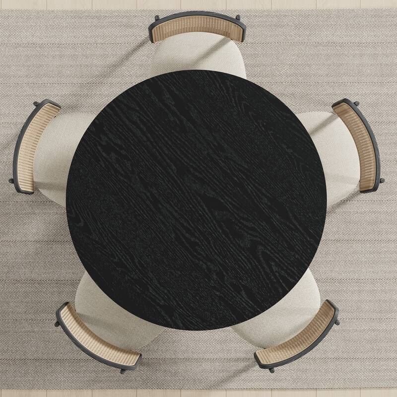 Solid Wood Round Dining Table with Finish and Elegant Arched Legs for Modern Dining Rooms & Kitchens