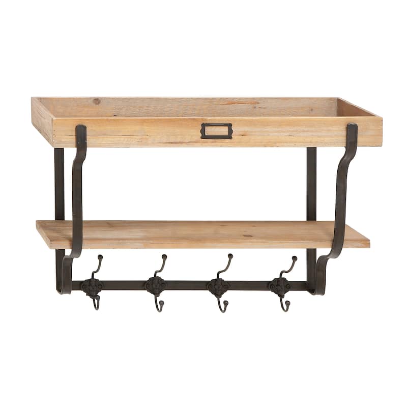 Light Brown Wood Farmhouse Wall Hook 17 x 26 x 9 - 26 x 9 x 17