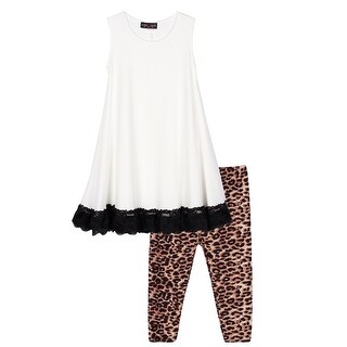 Shop Lori Jane Girls White Black Lace Leopard Tank Top Leggings