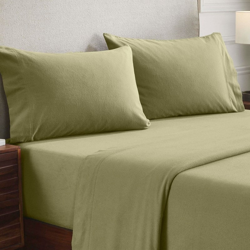 Superior Solid Flannel Cotton Fuzzy Pillowcases, Set of 2