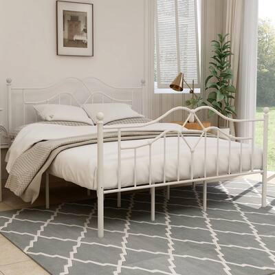 Alazyhome Vintage Metal Bed Frame with Platform Base