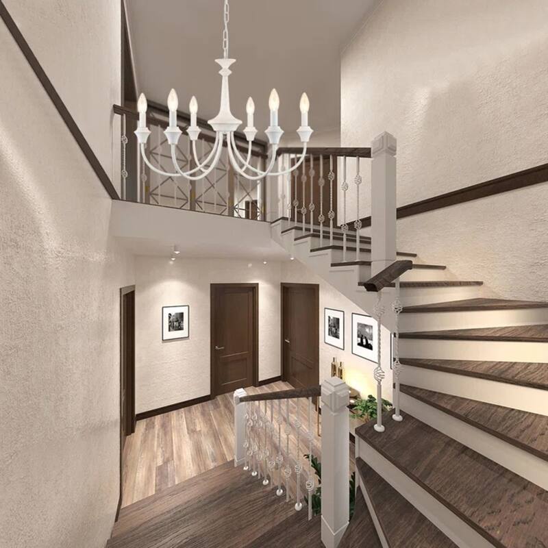 6-Light Modern Chandelier , Farmhouse Candle Chandelier for Dining Room Living Room Bedroom Kitchen - W24.4"x H15.55"