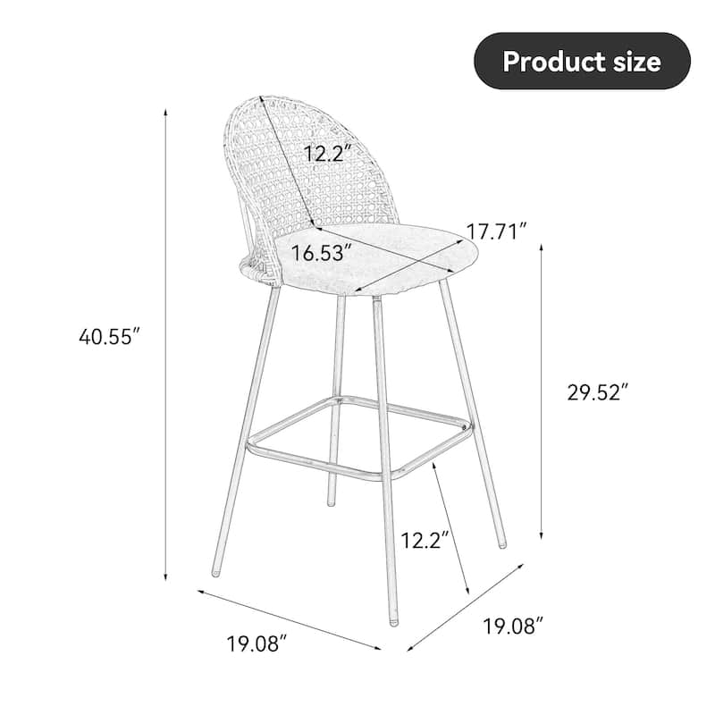 29.52"H Upholstered Bar Stools/ Counter Stools with Metal Leg Set of 4 - Set of 4