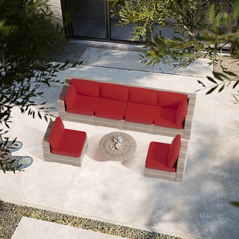 14-Piece Patio Furniture Sofa Cushions, 6-Seater Outdoor Cushion Set (Only Include Cusions，Not Sofa） - 25.6*25.6*4in