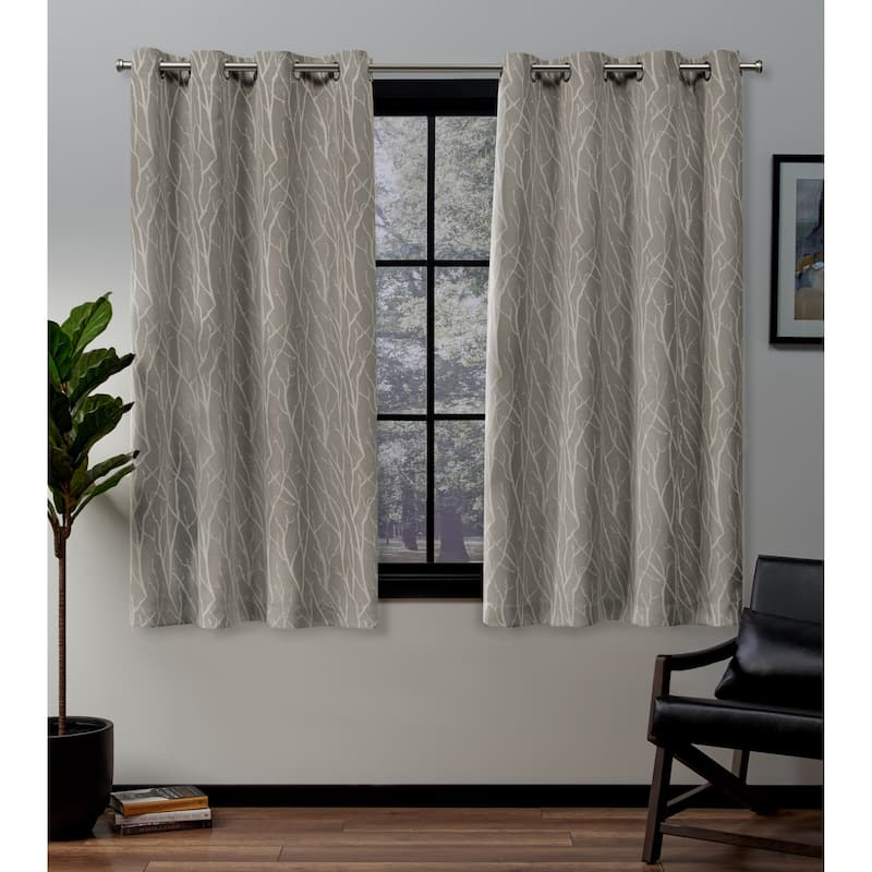 ATI Home Forest Hill Woven Room Darkening Blackout Grommet Top Curtain Panel Pair - 52X63 - Natural