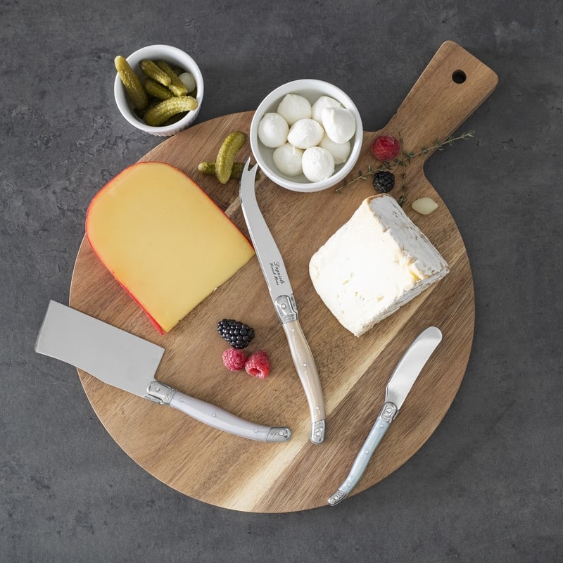 French Home 3-Piece Laguiole Cheese Knife Set with Mother of Pearl Handles