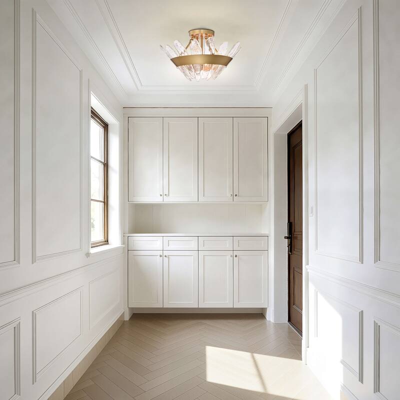 Daisy 3-Light 19.1" Modern Seeded Glass Panel Flush Mount Flush Mount