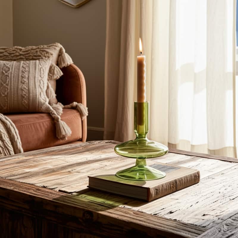 Modern Bubble Glass Candle Holder with Rounded Accent Base