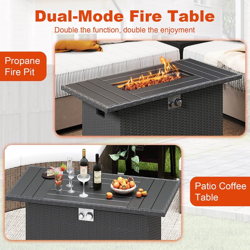 Costway 44.5" Propane Fire Pit Table with Metal Slatted Tabletop & - See Details