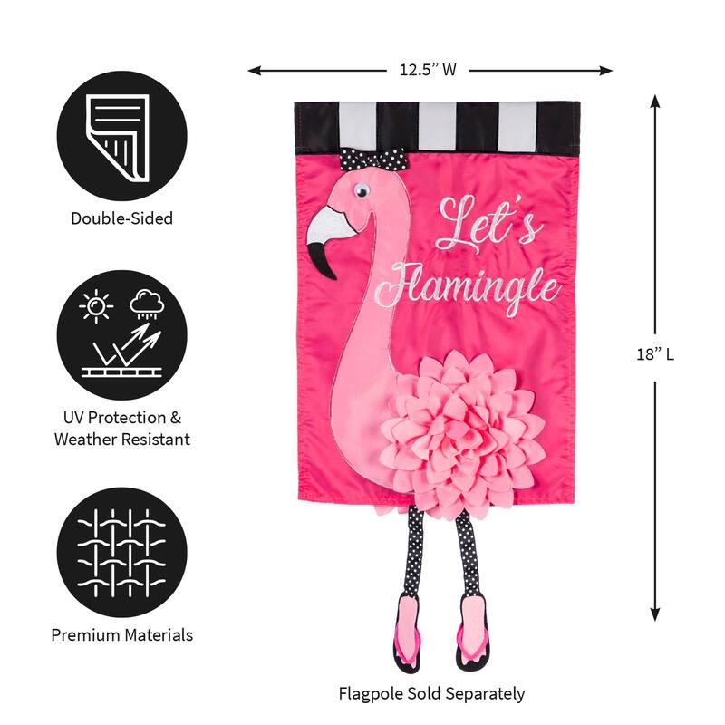 Let's Flamingle Garden Applique Flag