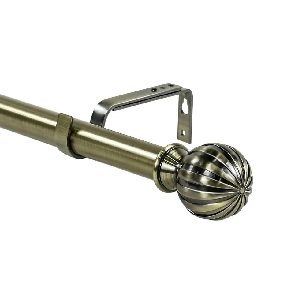 1-inch Diameter Fluted Ball Adjustable Single Drapery Curtain Rod