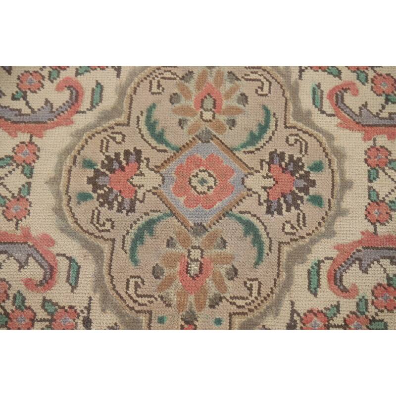 Blue Tabriz Persian Vintage Rug Handmade Wool Carpet - 9'7" x 13'0"