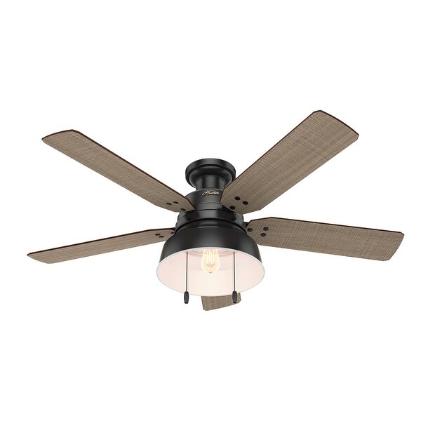 Hunter 52" Mill Valley Outdoor Low Profile Ceiling Fan with LED Light Kit and Pull Chain, Damp Rated. Opens flyout.