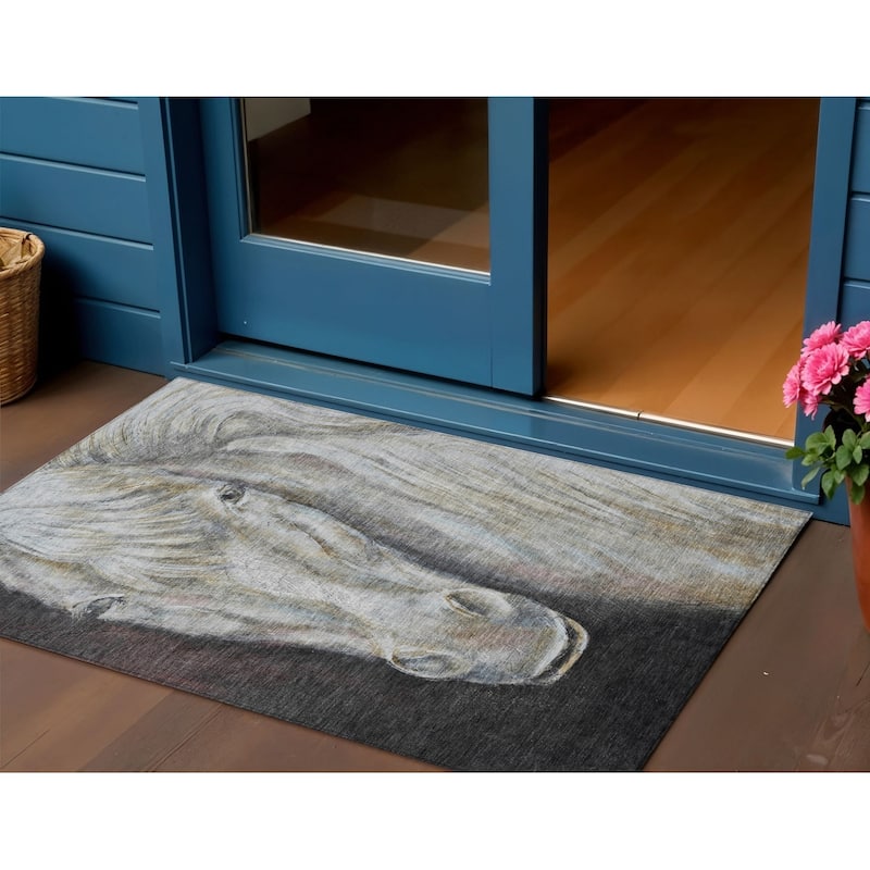 HomeRoots Animal Print Transitional Rectangle Outdoor Rug - 3' x 5'