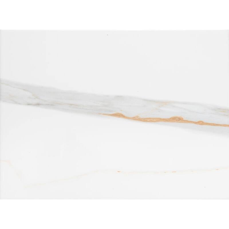 Chronos 10in x 13in White/ Gold Ceramic Wall Tile