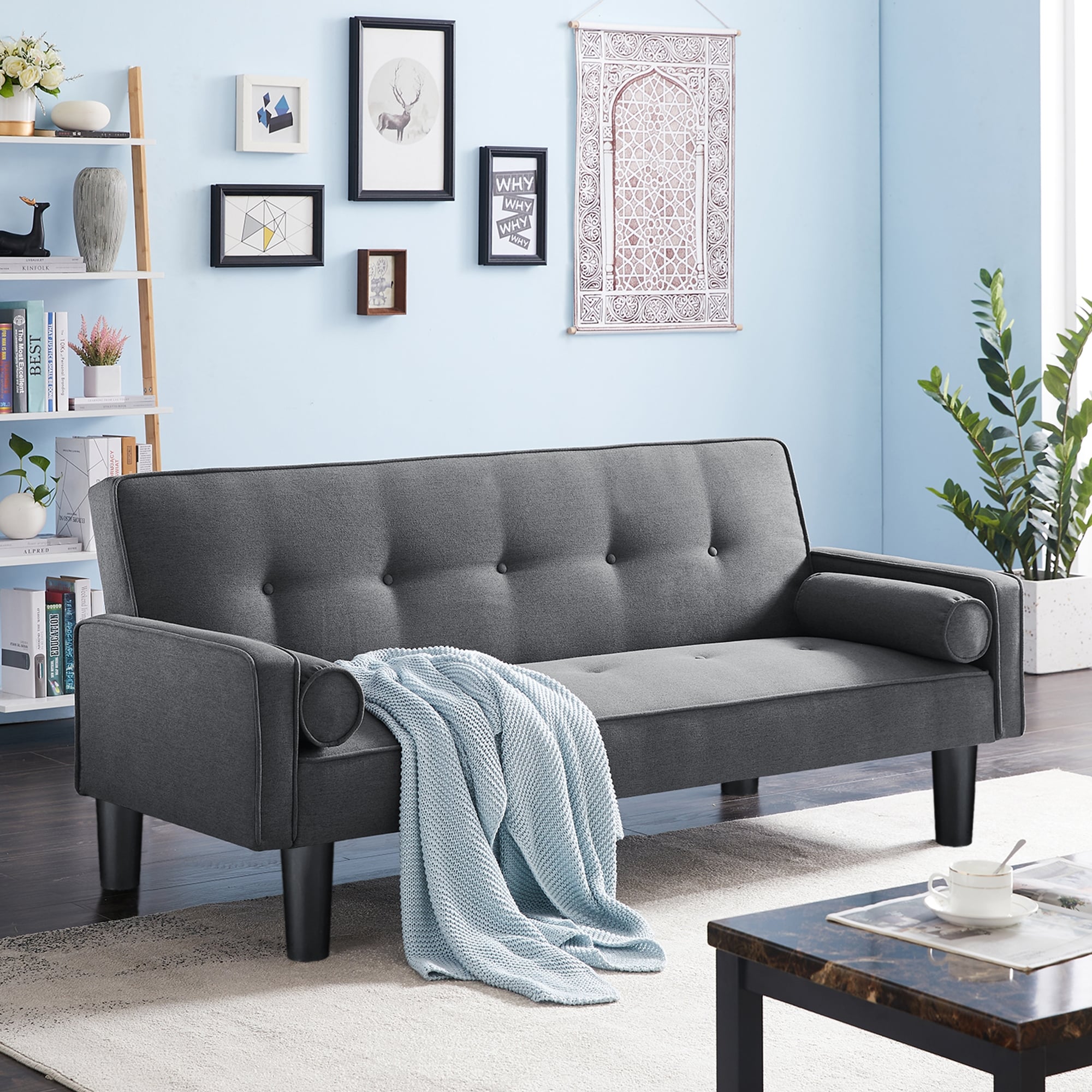 Upholstered futon sofa 2025 bed