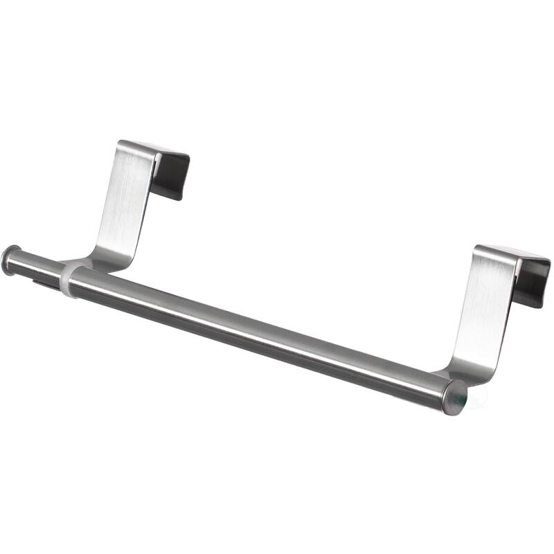 Chrome Over the Door Extendable Towel Holder Rack for the Kitchen, Vanity, and Bathroom - chrome