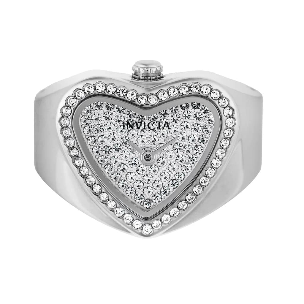 Invicta Women's 49578 Mini Quartz 2 Hand Silver, White Dial Ring Watch