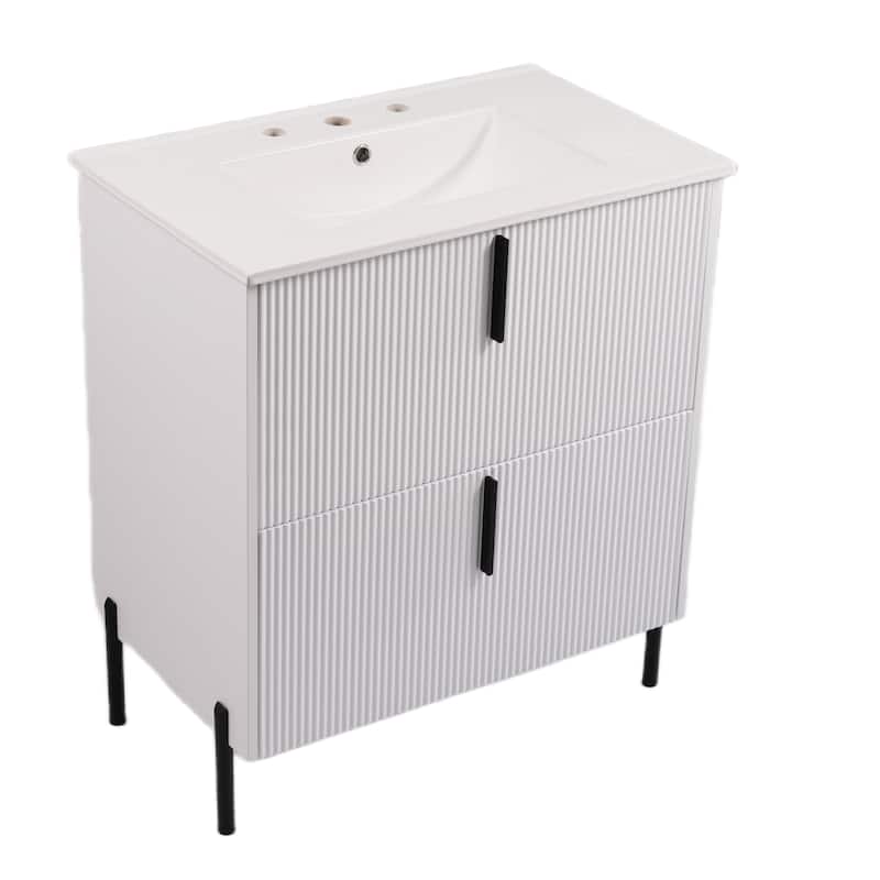 Bathroom Vanity with Ceramic Sink and Drawers