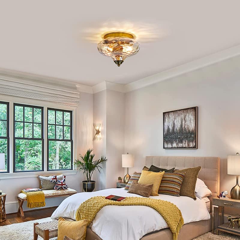 2 light glass flush mount light modern ceiling lamp for hallway