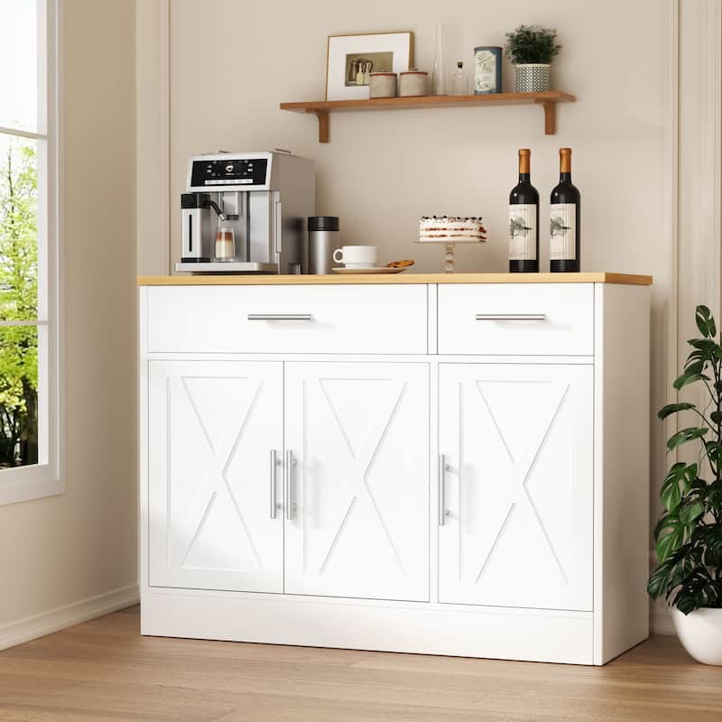 3-Door Buffet Sideboard Accent Cabinet - Multifunctional Organizer