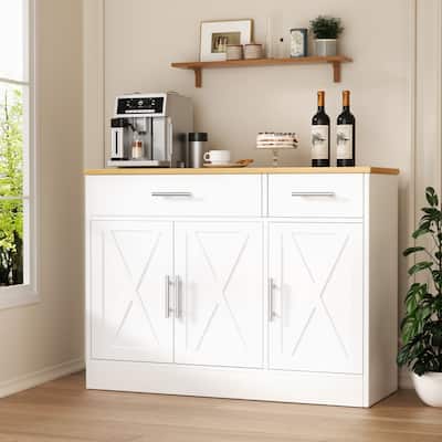 3-Door Buffet Sideboard Accent Cabinet - Multifunctional Organizer
