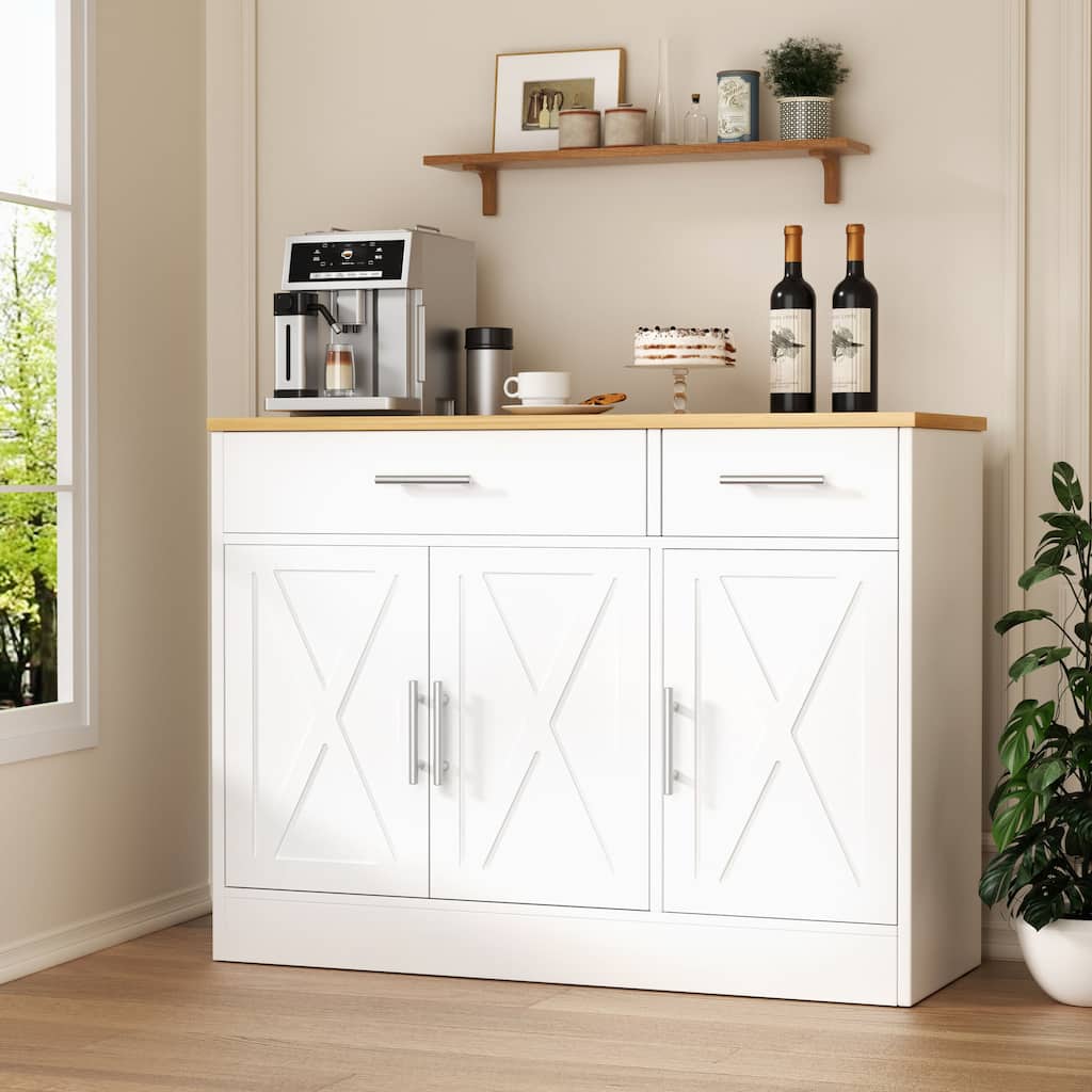3-Door Buffet Sideboard Accent Cabinet - Multifunctional Organizer
