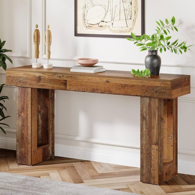 63" Wooden Console Table, Rectangular Sofa Table for Behind Couch, Entryway, HallwayLiving Room