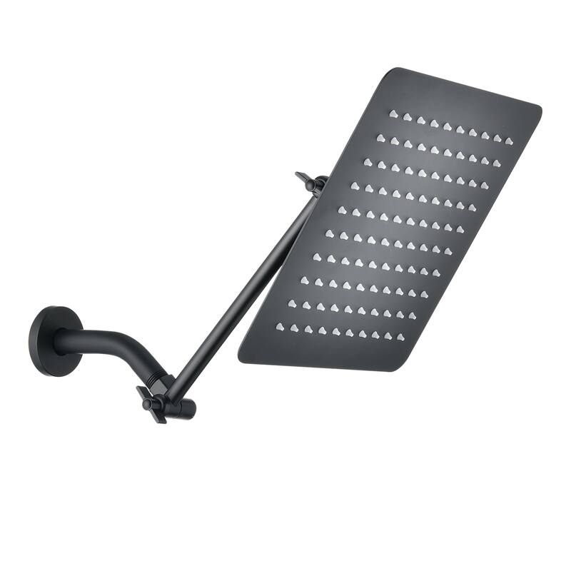 YASINU 10 inch Rain Shower Head with Adjustable Arm - Matte Black