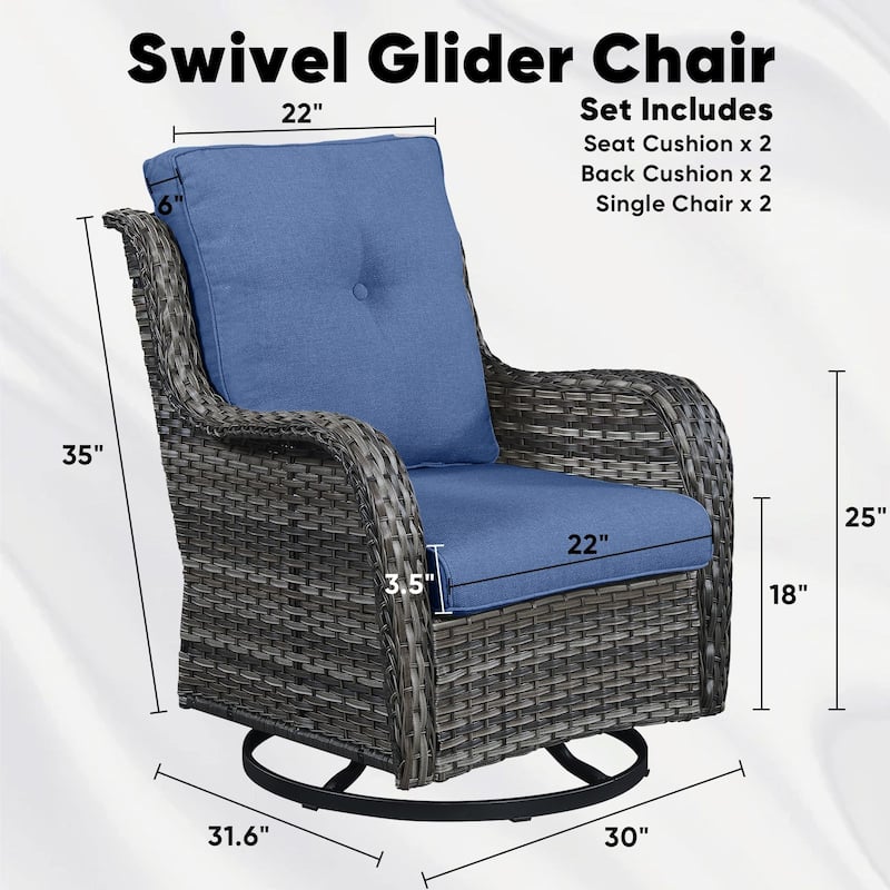 779657388297 Outdoor Swivel Glider Chairs with 4Inch 5Inch 6Inch Cushion