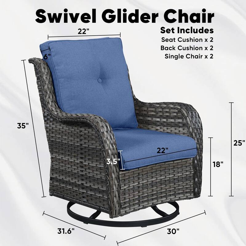 Pocassy Outdoor 4 Inch Swivel Chairs Glider Chairs