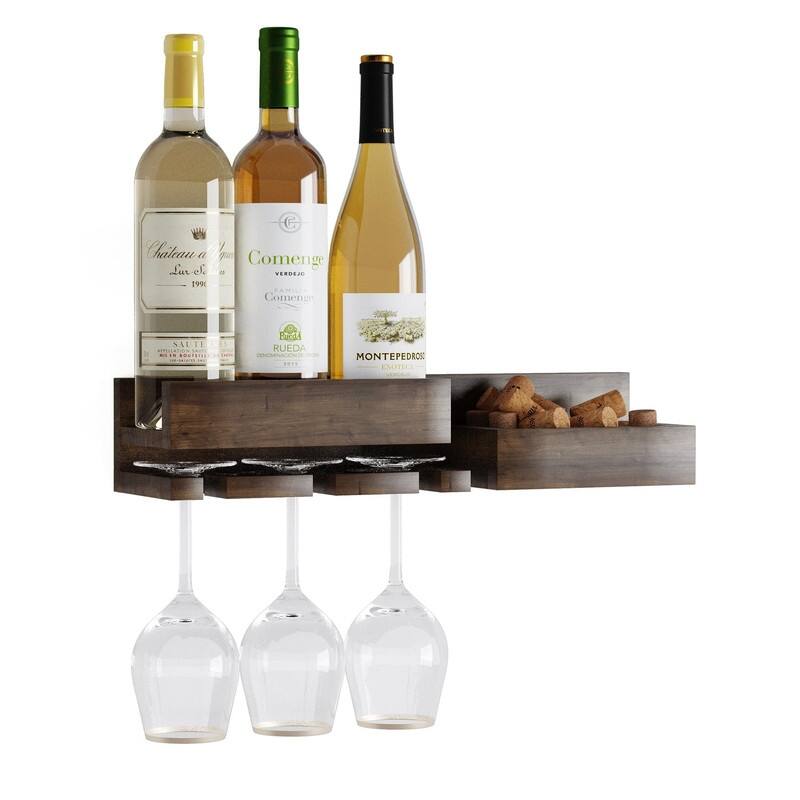 Semillon Wall Mounted Wine Rack - 17"D x 4"W x 3"H - Walnut