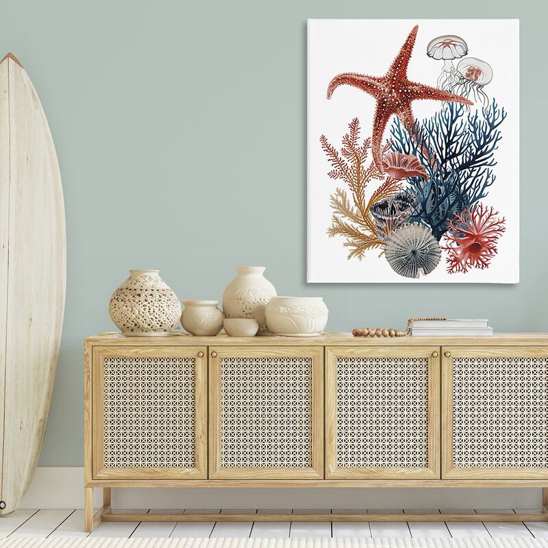 Stupell Natural Aquatic Sea Creatures Canvas Wall Art Design By Ramona Murdock