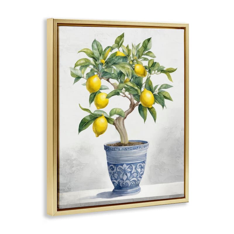 Stupell Traditional Potted Lemon Tree Framed Floater Canvas Wall Art Design By Kim Allen