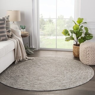 Shop Grand Bazaar Celano Light Gray Wool Contemporary Handmade Area Rug 8 X 8 Round Overstock 19821136
