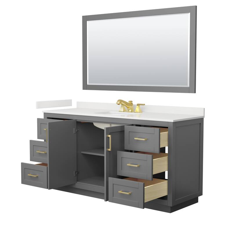 Miranda 66-inch Single Vanity, Quartz Top, 58-inch Mirror