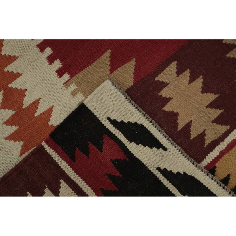 Hand Woven Oriental 100% Wool Carpet Southwestern Modern Multi-Colored Kilim Area Rug - 11' 9'' X 5' 0''