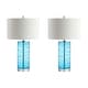 preview thumbnail 6 of 41, Coco 27.5" Modern Fused Glass Cylinder LED Table Lamp, Turquoise (Set of 2) by JONATHAN Y