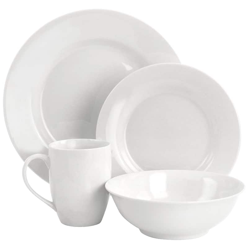 Gibson Home White Cloud Fine Ceramic 16 Piece Dinnerware Set in White - 16 Piece Set