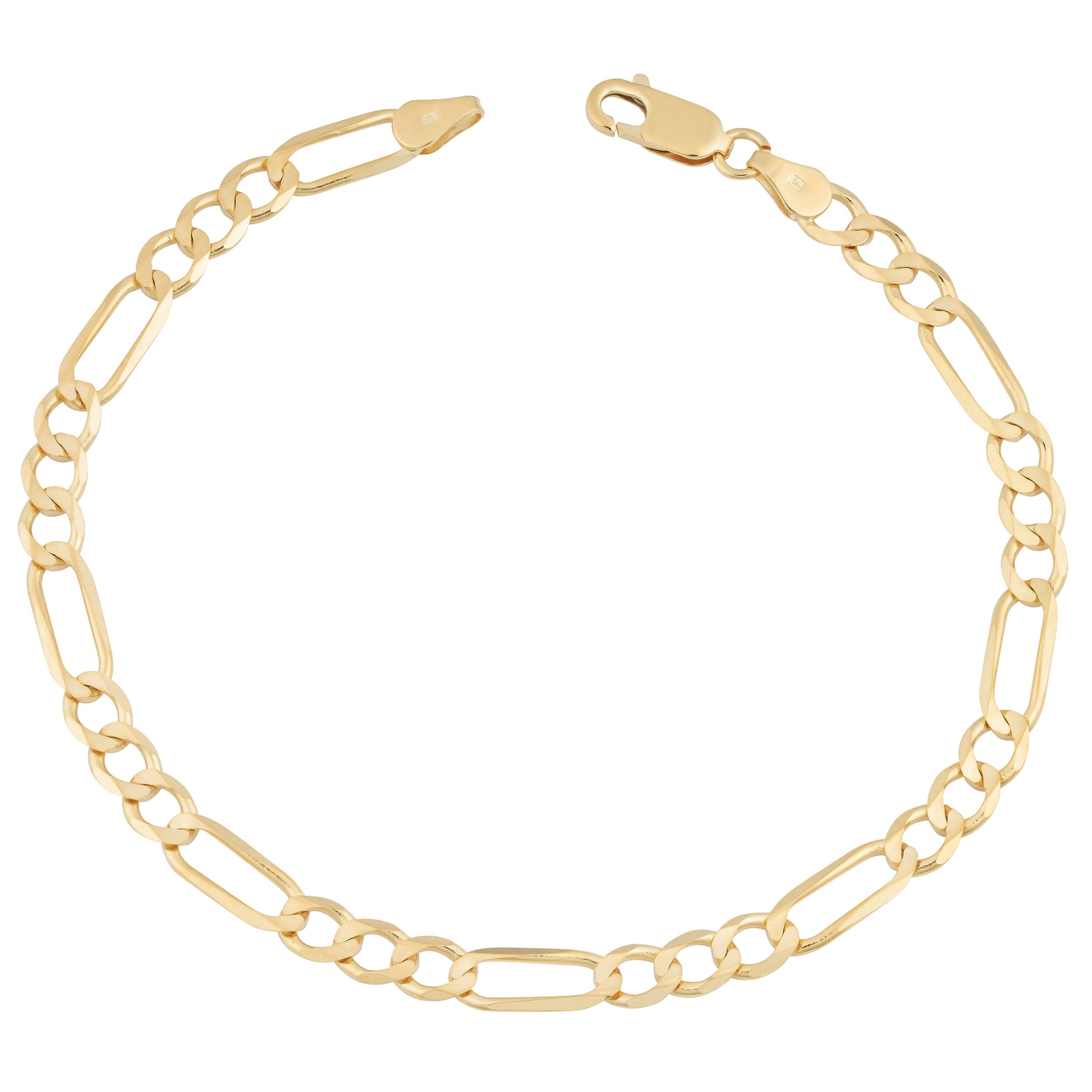 Mcs Jewelry Inc 14 KARAT YELLOW GOLD SOLID FIGARO CHAIN BRACELET (3.1MM)