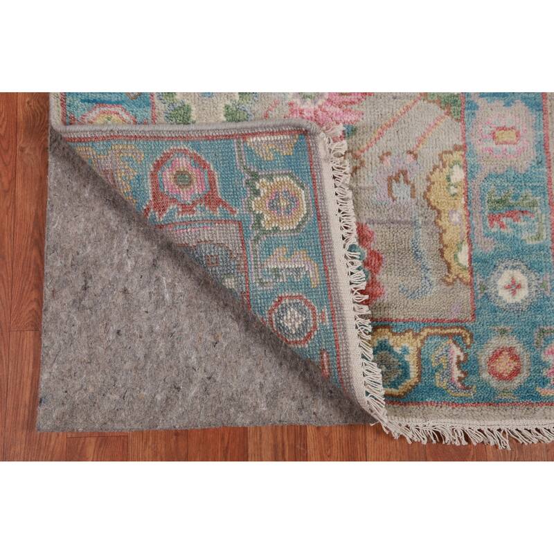 Gay Floral Oushak Oriental Runner Rug Hand-Knotted Wool Carpet - 2'6" x 11'6"