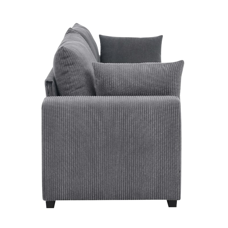 Coastal Style Corduroy Sofa - 31" D x 79" W x 34" H