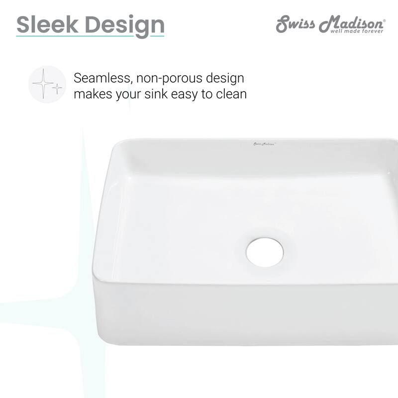 Bastille 19 Rectangle Ceramic Vessel Sink - 18.7" x 14.75" 5.7"