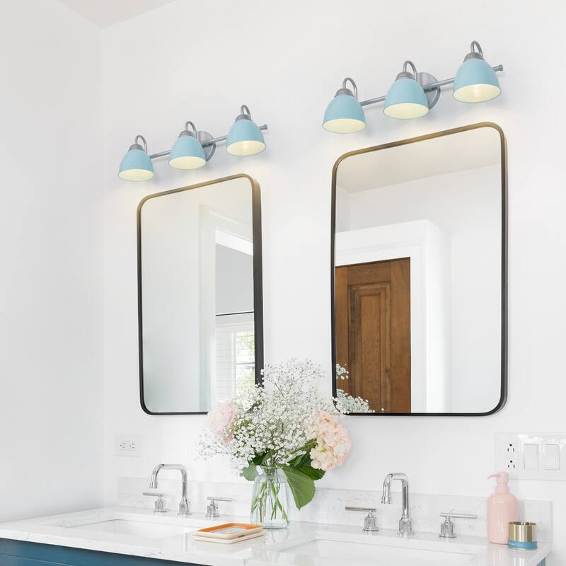 Modern Coastal 3-light LED Bathroom Bell Vanity Light Farmhouse Metal Shade Wall Sconces - L21.5"x W7"x H 6.5"
