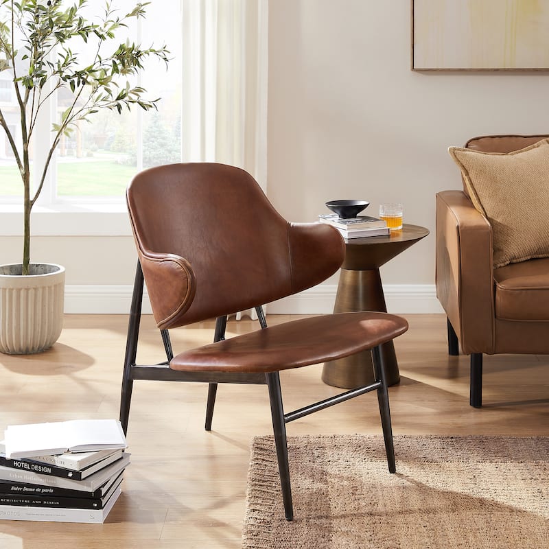 Art Leon Genuine Leather Accent Lounge Chair