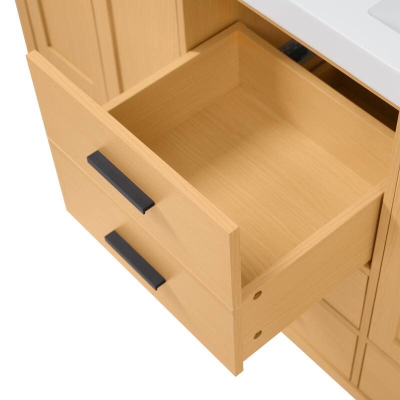 59.3" Double Sink Bathroom Vanity, Solid Wood Frame Vanity Cabinet, Double SMC Resin Sink - 59.3 Inch