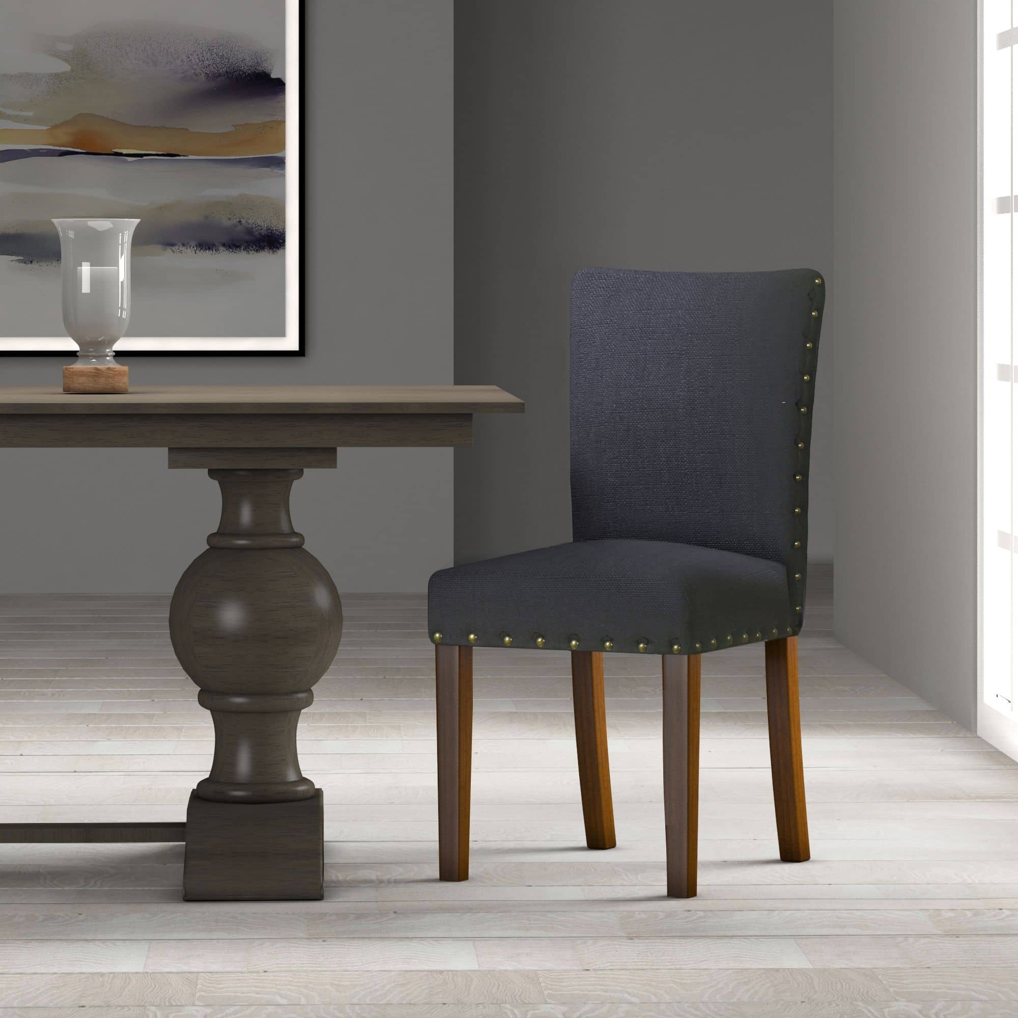 Shop Black Friday Deals On Homepop Classic Parsons Chair With Nailhead Trim Deep Navy Set Of 2 On Sale Overstock 15437910