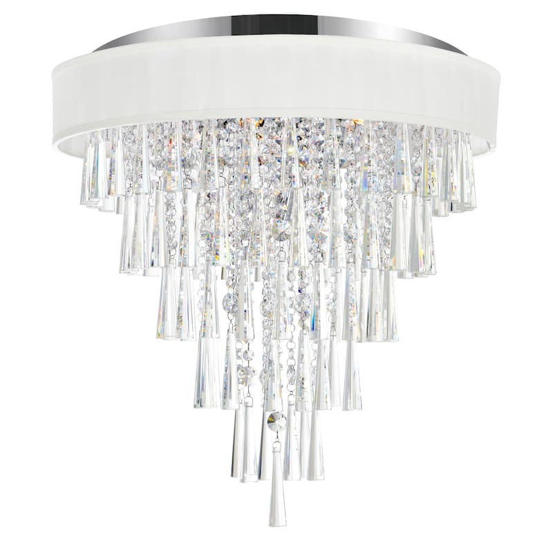 Franca 8 Light Drum Shade Flush Mount With Chrome Finish - Chrome